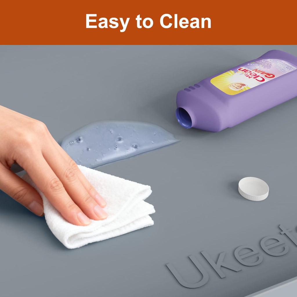 ukeetap Extra Thick Silicone Mat Waterproof with Raised Edge 22" x 19", Under Sink Mat for Kitchen & Bathroom, Kitchen Cabinet Liner, Multi-Purpose for Storage & Protection, Gray