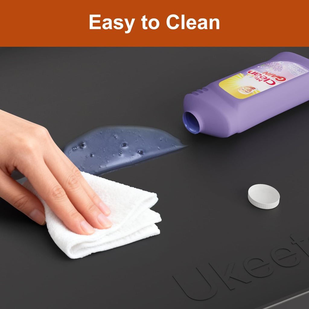 ukeetap Extra Thick Silicone Mat Waterproof with Raised Edge 34" x 22", Under Sink Mat for Kitchen & Bathroom, Kitchen Cabinet Liner, Multi-Purpose for Storage & Protection, Black