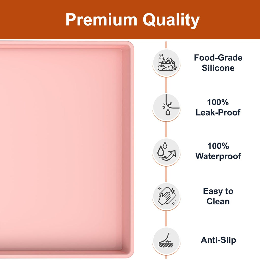 ukeetap Extra Thick Silicone Mat Waterproof with Raised Edge 22" x 19", Under Sink Mat for Kitchen & Bathroom, Kitchen Cabinet Liner, Multi-Purpose for Storage & Protection, Pink