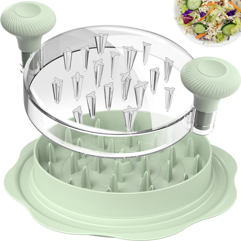 Ukeetap 10" Pro Chicken Shredder Tool Twist Large for Kitchen, BPA-Free Food-Safe Meat Grinder, Visible Chicken Breast Meat Shredder with Strong Anti-Slip Bottom & Ergonomic Handle, Green